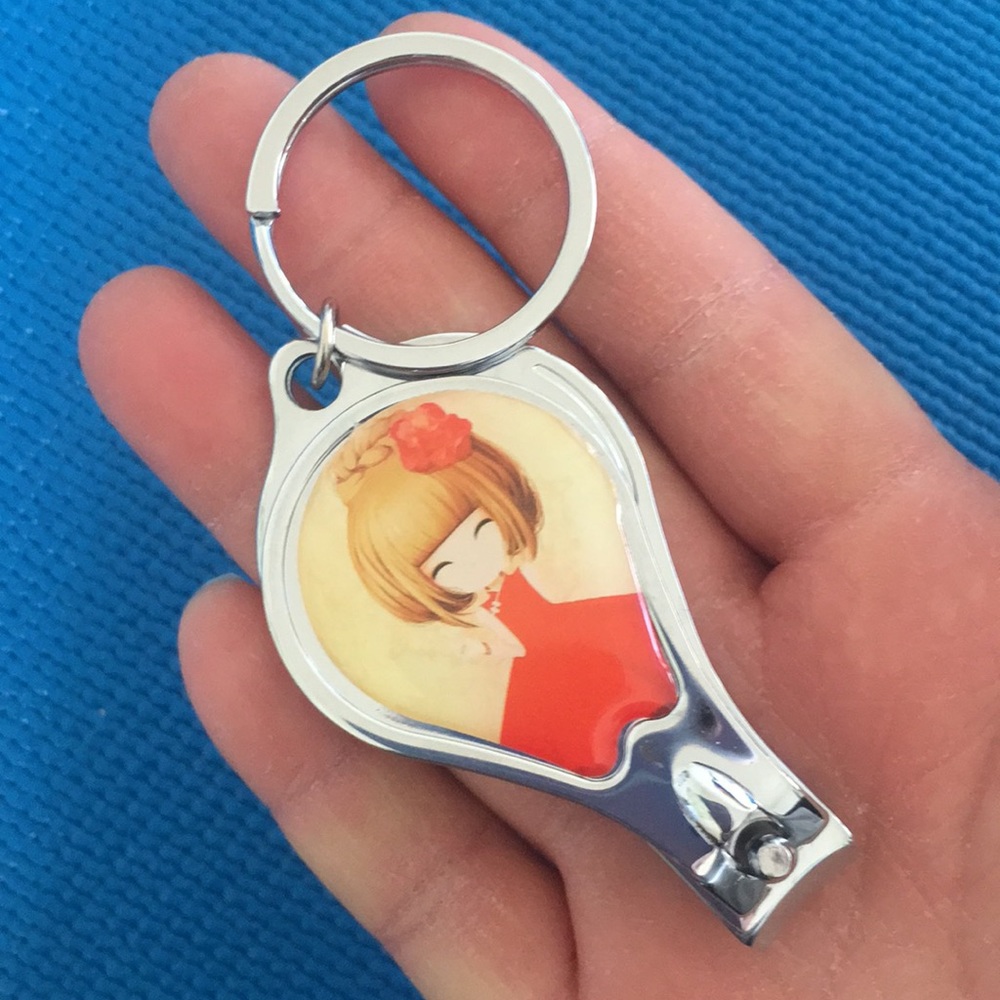 Stainless steel nail clipper keychain